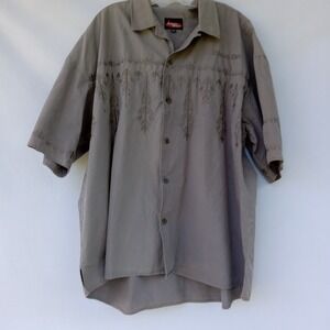 Johnny Blaze Vintage Y2K Shirt XXL Button Down Embroidered Design 2XL‎ Gray